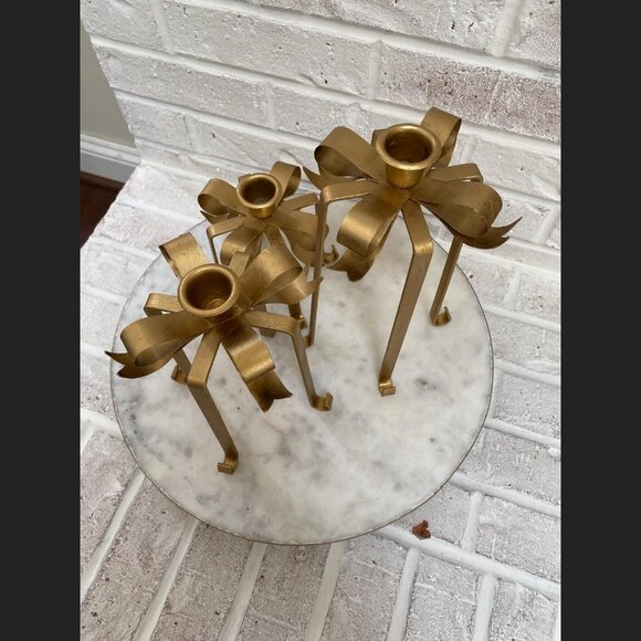 Vintage Bow Gift Wrap Box w/Ribbon Candle Holders ~ Set of 3 - Picture 3 of 10